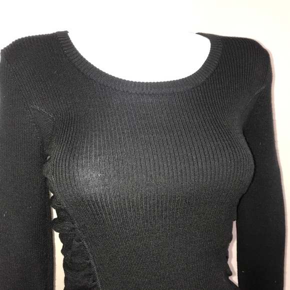 Calvin Klein Ribbed Wool Ruched Waist Long Dress - Picture 5 of 16